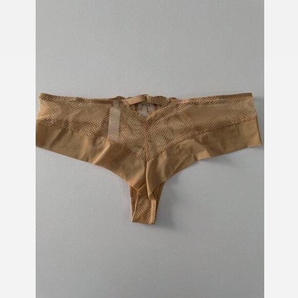 NEW Chantelle Toffee Sequins Fleurs Signature Mid-rise Mesh Tanga Brief Size L - Picture 7 of 9
